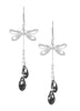 Silver dragonfly and Black Diamond Austrian crystal earrings