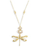 Long 18K gold plated dragonfly necklace with Golden Shadow Swarovski crystals