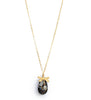 Long necklace with dragonfly and  Black Silver Night Swarovski crystal drop 