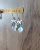 Silver dragonfly earrings with Aqua Swarovski drops