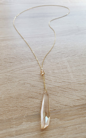 Long 18K gold plated necklace with Golden Shadow Swarovski pendant and crystals