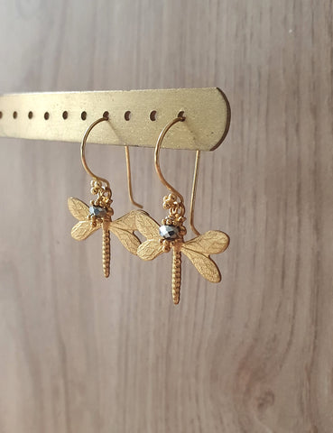 Dige Designs gold dragonfly earrings