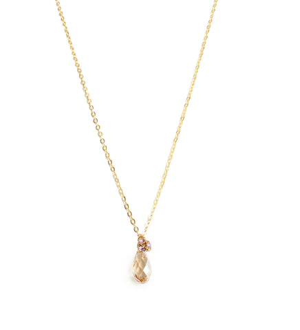 Short 18K gold plated necklace with Golden Shadow Swarovski crystal drop and ball