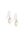 Rhodium plated earrings with Golden Shadow Swarovski crystal drops and charms