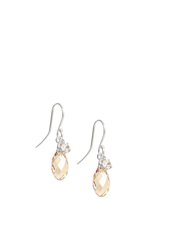 Silver earrings with Golden Shadow Austrian drops adn charms