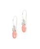 Silver earrings with Rose Peach Swarovski crystal drops and balls