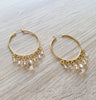 Gold hoop earrings with Golden Shadow Austrian crystals