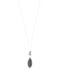 Long silver necklace with Black Silver Night Swarovski pavé pendant and crystals