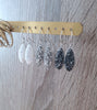 Silver earrings with white, grey and black diamond Swarovski crystal pavé drops