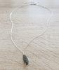 Short silver necklace with Black Diamond Swarovski crystal pavé pendant