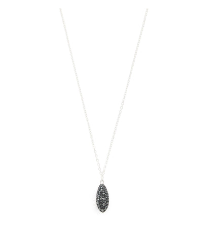 Short silver necklace with a Black Silver Night Swarovski crystal pavé drop