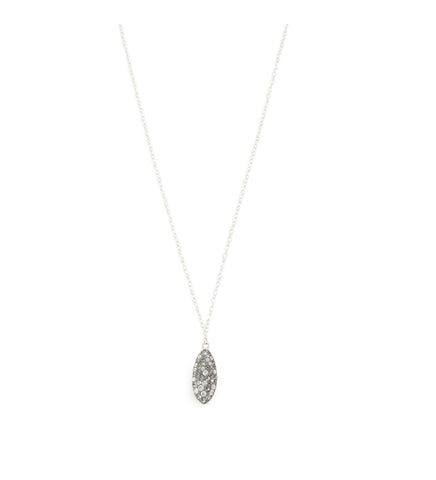 Short silver necklace with a grey Swarovski crystal pavé pendant