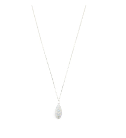 Short silver necklace with a white Swarovski crystal pavé pendant