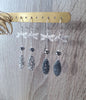 Silver dragonfly earring with grey and black diamond Swarovski pavé drops