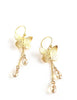 Gold butterfly earrings with golden shadow Austrian crystal drops