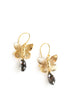18K gold plated butterfly earrings with Black Diamond drops