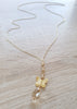 Long gold butterfly necklace with Swarovski crystals 