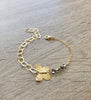 18K gold plated butterfly bracelet with Black Diamond crystals