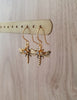 Gold dragonfly earrings with clear Austrian crystal balls