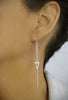 Silver triangle threader chain earrings