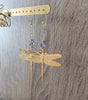 Gold dragonfly earrings with Tanzanite Swarovski crystal drops