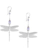 Silver dragonfly earrings with tanzanite Swarovski crystals