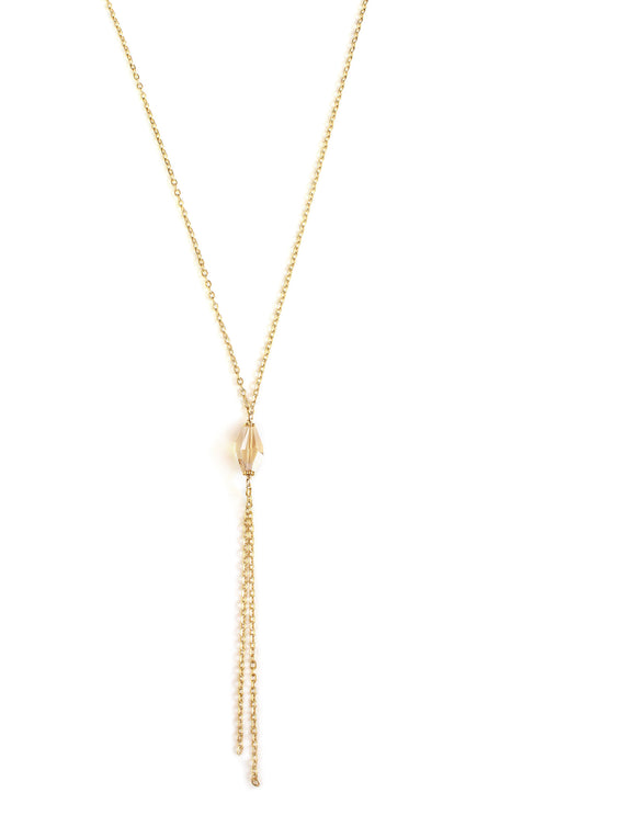 Dige Designs Y necklace with Golden Shadow Swarovski crystals