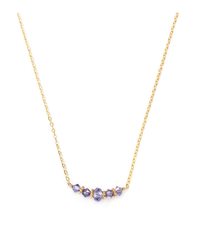 Short 18K gold plated necklace with Tanzanite Swarovski crystals
