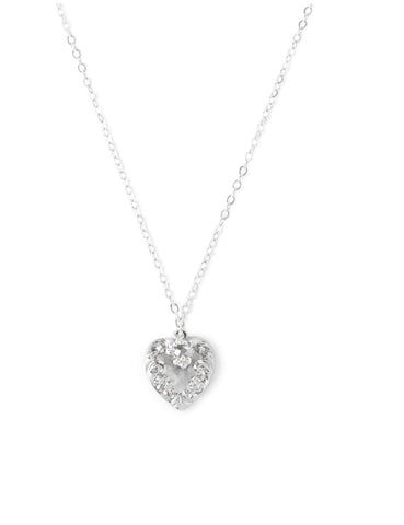 Sterling silver heart necklace with swarovski crystal