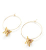 18K gold plated hoop earrings with butterfies and Swarovski balls
