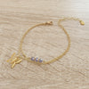 18K gold plated butterfly bracelet with Tanzanite crystals