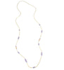 Long 18K gold plated necklace with freshwater pearls and Swarovski Tanzanite crystals 