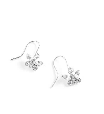 Rhodium plated butterfly earrings with Austrian Zirconia