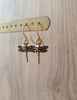 Gold dragonfly earrings with Swarovski crystals