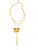 Dige Designs short triple chain gold butterfly necklace