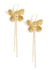 Long-length gold plated butterfly earrings