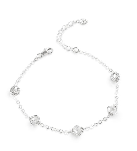 Silver bracelet with Silver Shade Swarovski crystals