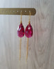 Gold earrings with ruby Swarovski drops