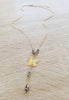 Gold butterfly Y necklace with black diamond Swarovski crystals