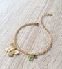 Gold double chain Swarovski crystal butterfly bracelet