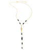 18K gold plated Y necklace with black Swarovski crystals
