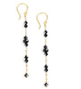 Long-length 18K gold plated earrings with black Swarovski crystals