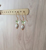 Olive pearl earrings with peridot Austrian crystal butterflies