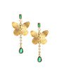 18K gold plated butterfly stud earrings with Emerald drops