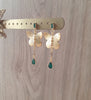 Emerald drop and butterfly stud earrings