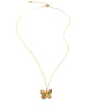 18K gold plated butterfly necklace with an emerald crystal charm