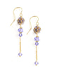 18K gold plated earrings with Tanzanite  Swarovski crystals and balls