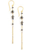 Gold earrings with black diamond Swarovski crystals