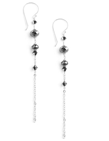 Silver dangle earrings with Black Diamond Austrian crystals