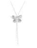 Medium-length rhodiumd plated butterfly Y-necklace
